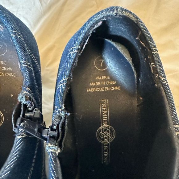Vintage premier collection women's heels square toe denim low ankle sz 7 Y2K - Picture 6 of 12